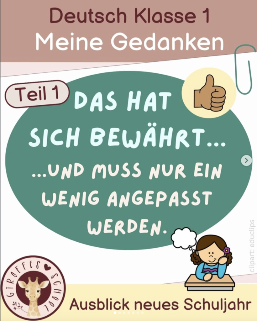 Screenshot eines Instagram-Beitrags von Giraffes Love School zum Ausblick ins neue Schuljahr