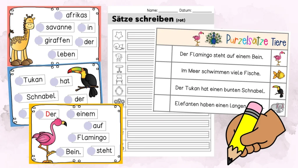 Purzelsätze Tiere Satzbau