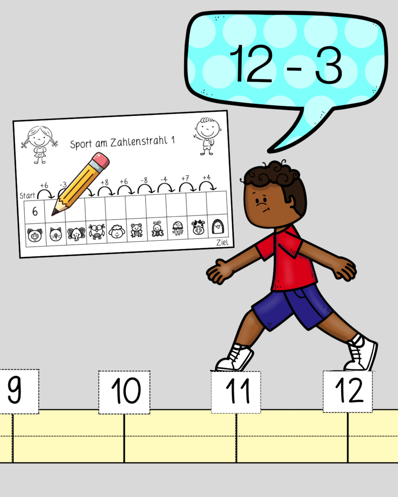 Zahlenstahl 20 Minus