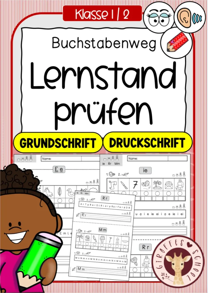 Lernstand prüfen im Buchstabenweg für Klasse 1 und 2 in Grundschrift und Druckschrift