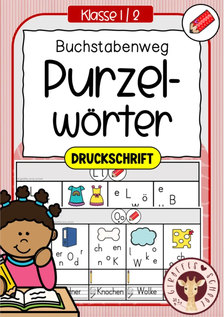 Purzelwörter in Druckschrift für Klasse 1 und 2 zum Lesen lernen und zur Wortschatzarbeit