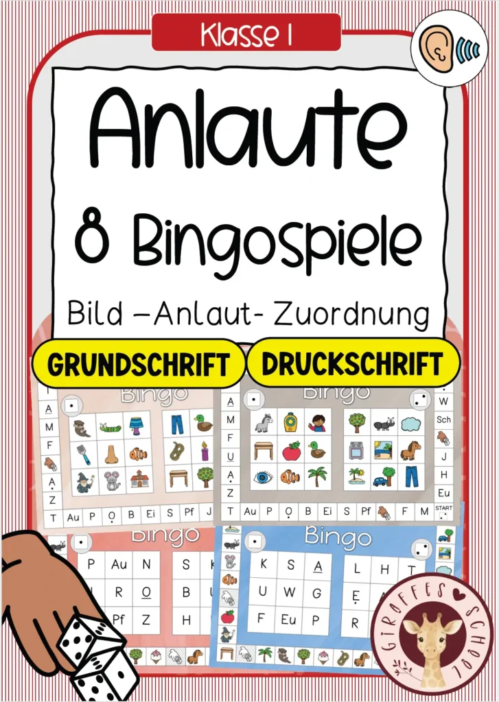 Brettspiel zum Üben von Anlauten in Klasse 1