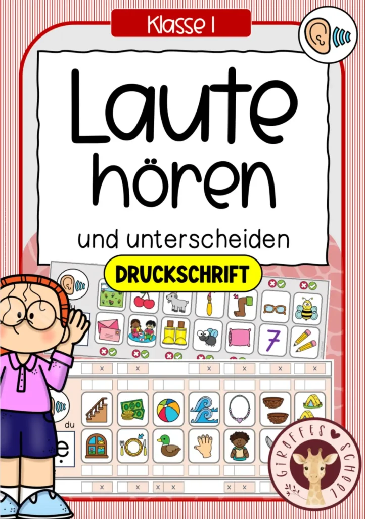 Klammerkarten zum Hören und Unterscheiden von Lauten in Klasse 1