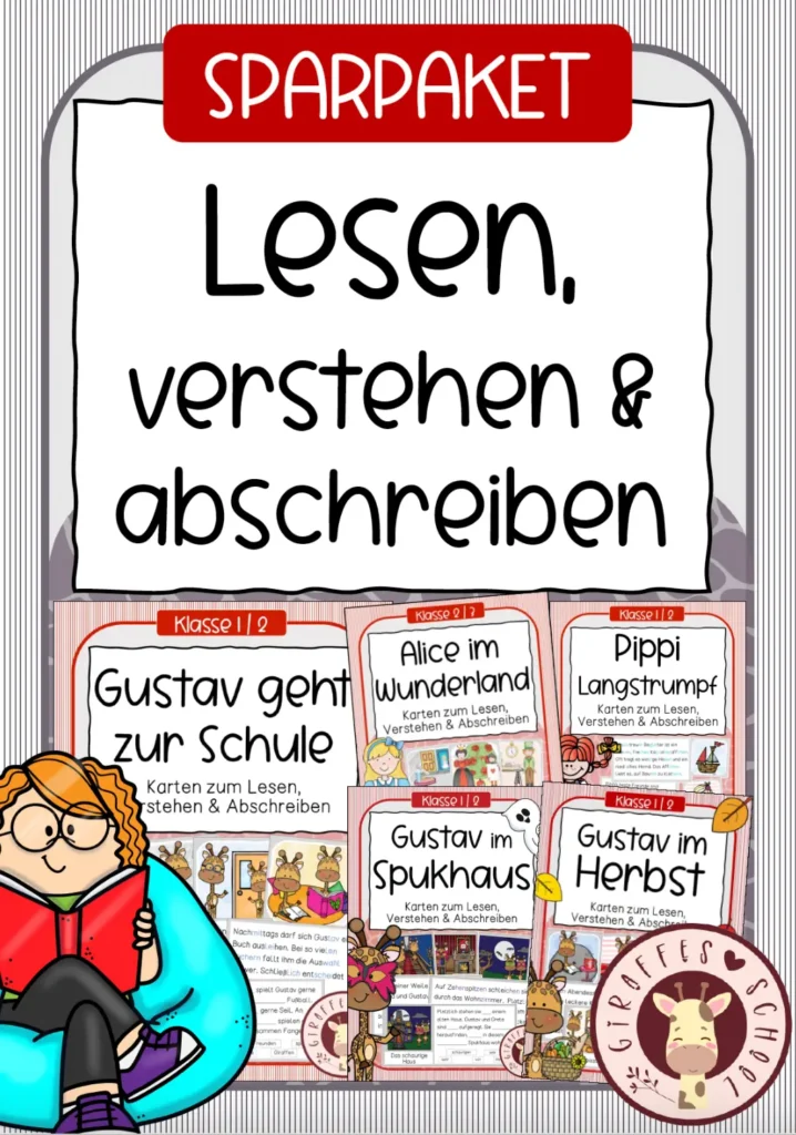 Sparpaket Lesen, verstehen und abschreiben mit fünf thematischen Lesekarten für die Grundschule